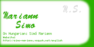 mariann simo business card