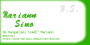 mariann simo business card